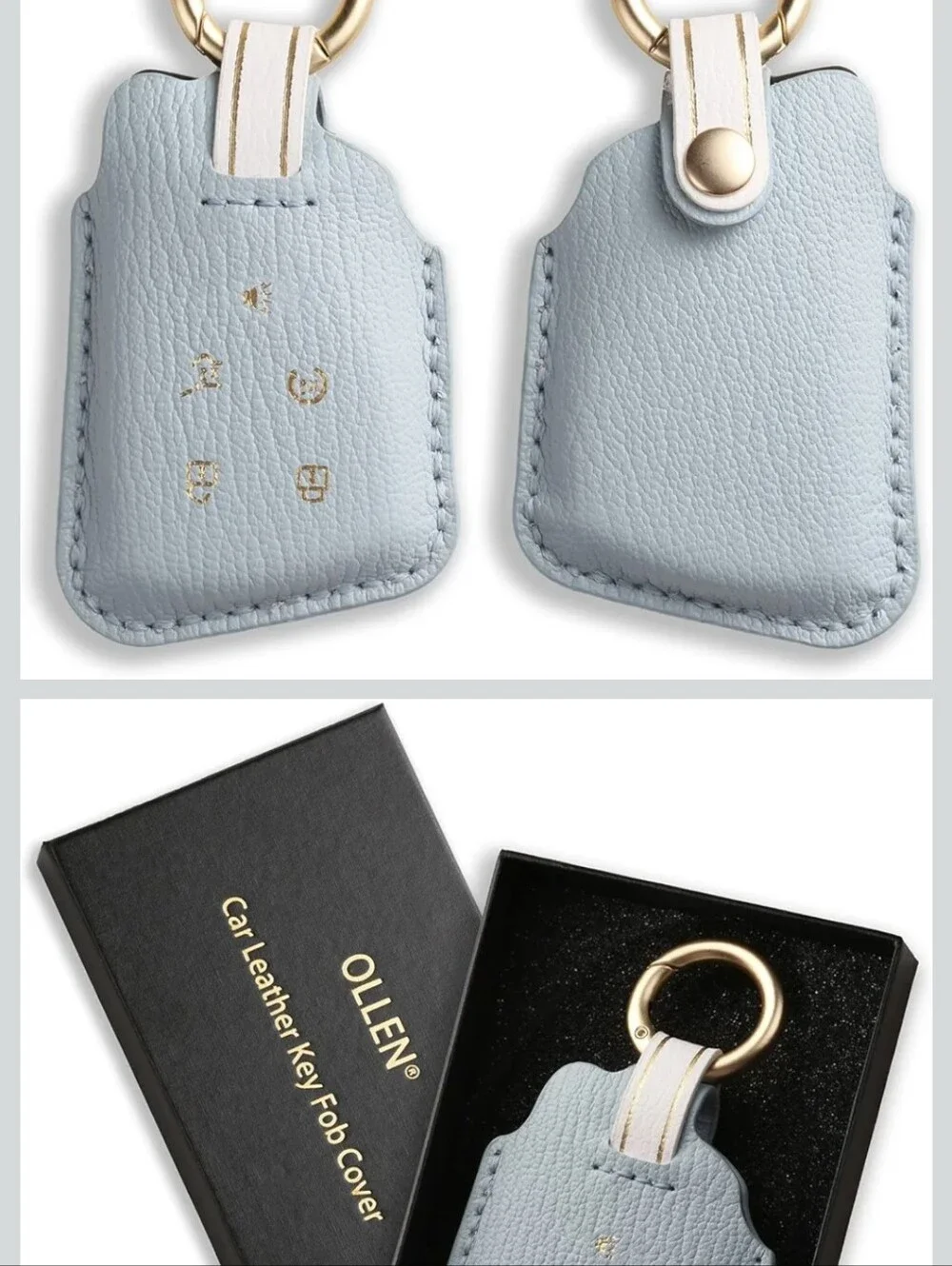NO-Screws Premium Leather Key Fob Cover, for GMC Yukon Denali Sierra 5 Button